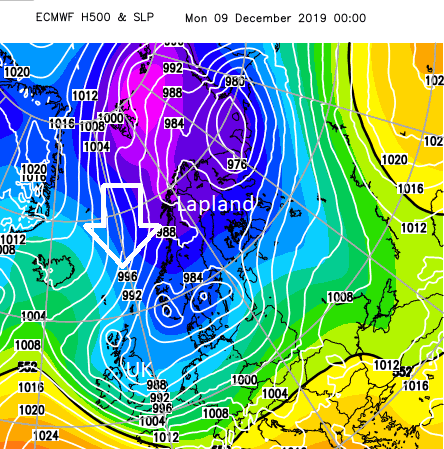 Arctic low cold air Lapland