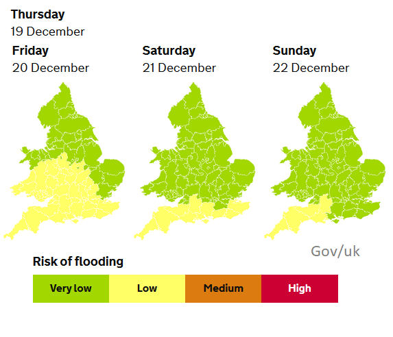 Flood risk England Christmas travel