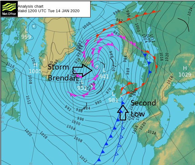 Storm Brendan second low