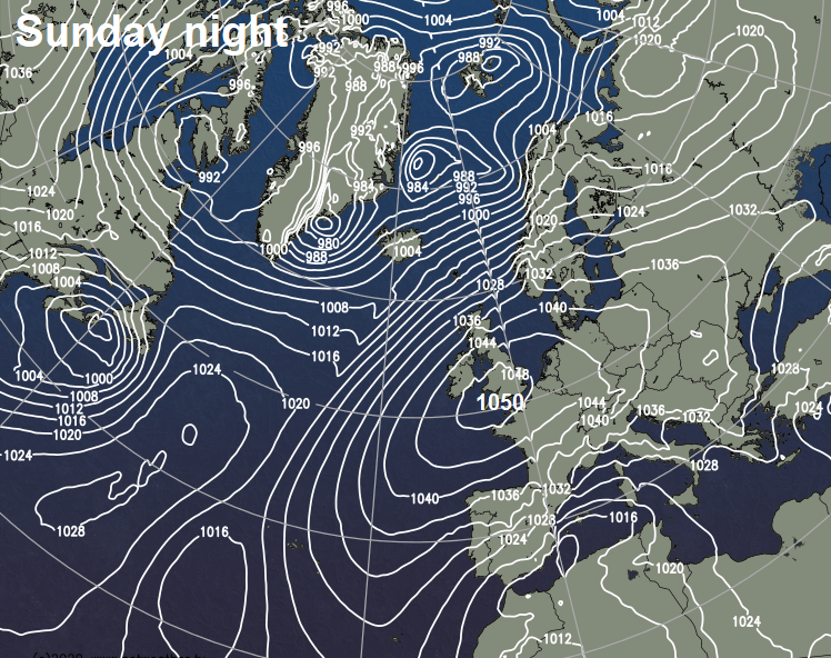 Rare Intense High Pressure System Over Britain, 1050 hPa Possible