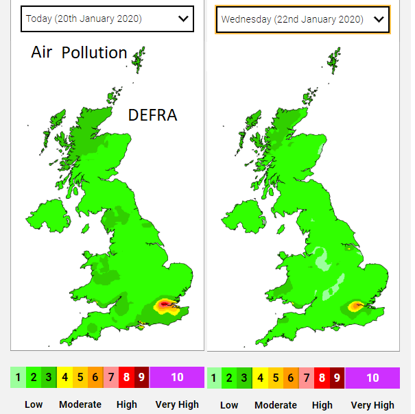 DEFRA air pollution air quality forecast