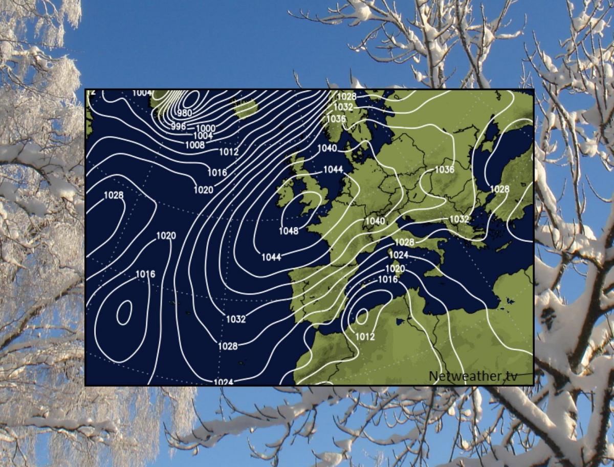 Atlantic winter divide: Intense UK High Pressure vs Newfoundland Snow 