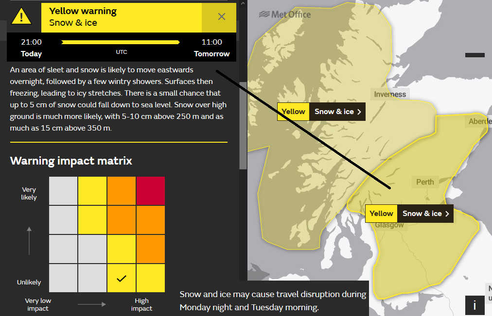 Met Office warning snow