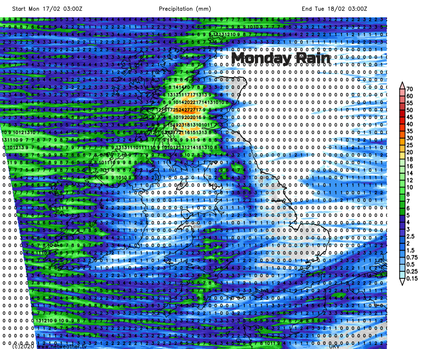UK rain Monday