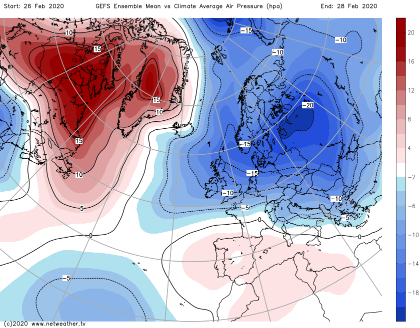Low pressure staying in charge of the UK's weather through the remainder of February and into March