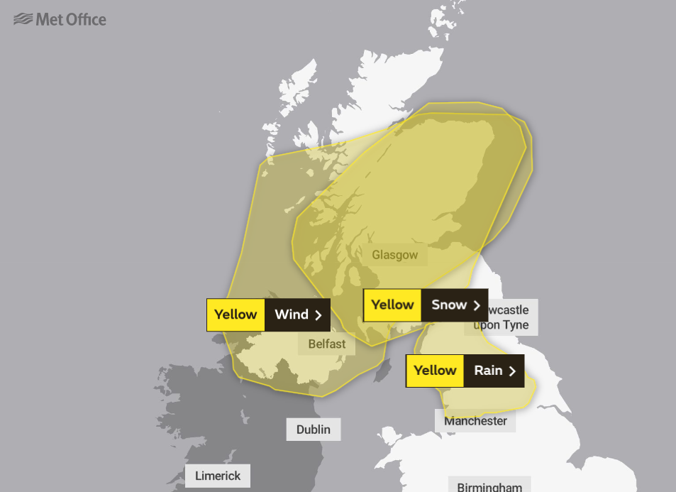  Met Office warnings for Monday
