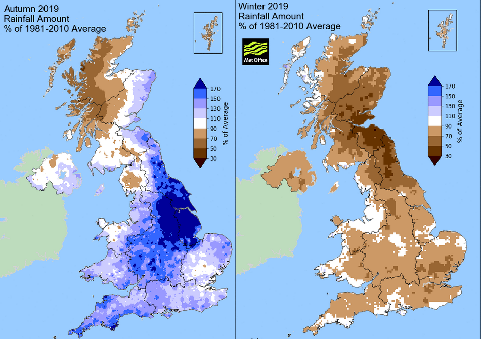 Winter and autumn rainfall UK