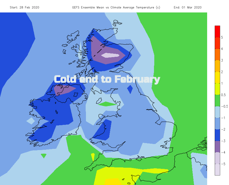 Cold end to February 2020