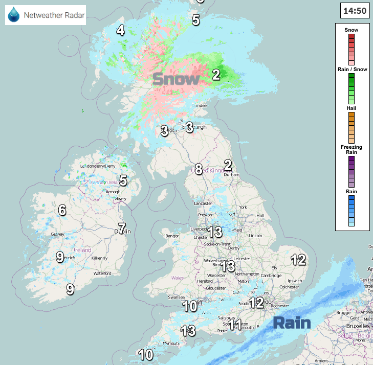 Snow and rain