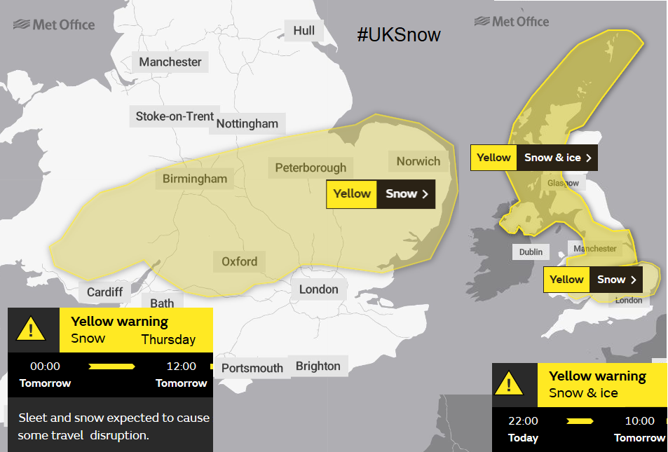 SNow warning UK weather