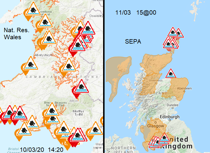 SEPA and WALES flood warnings