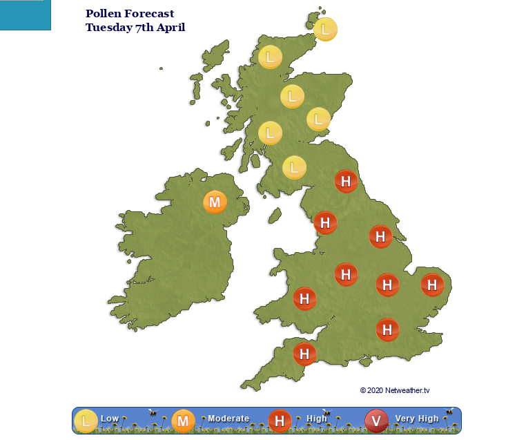 UK pollen risk forecast