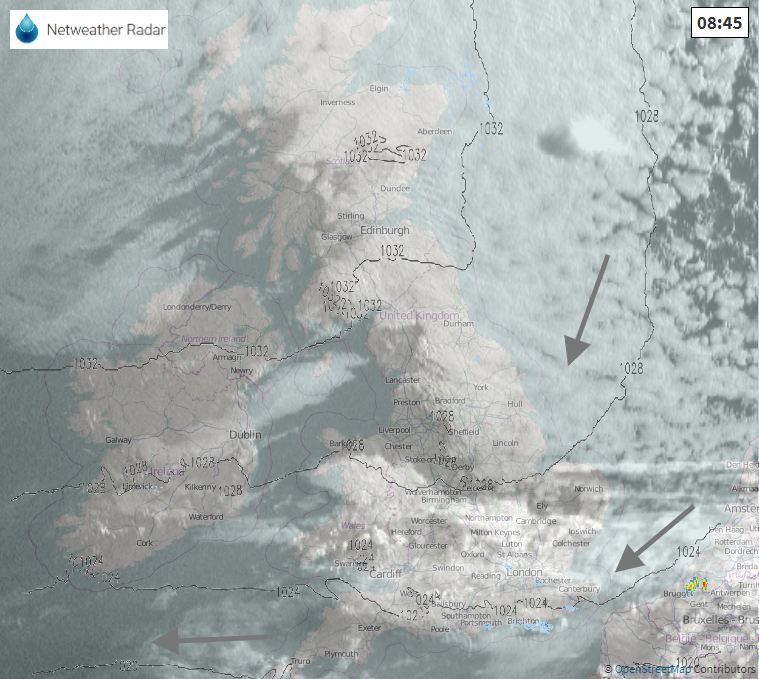 Netweather Radar with visible satellite cover Easter Monday