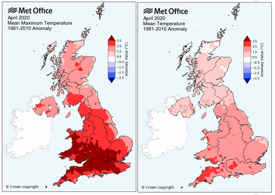 April 2020, sunniest on record for the UK. Also warm and dry.