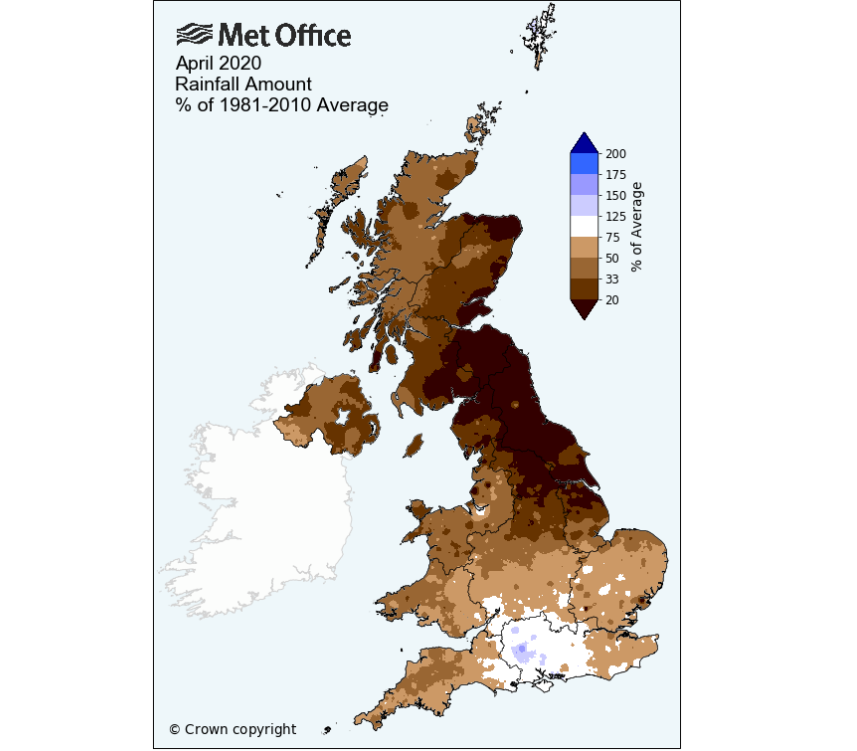 April 2020 UK rainfall drought