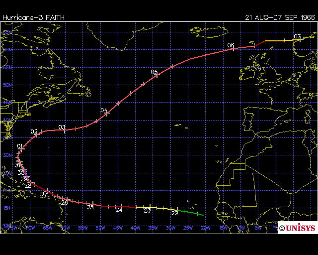 Hurricane Faith 1966 UK and Faeroe ISlands