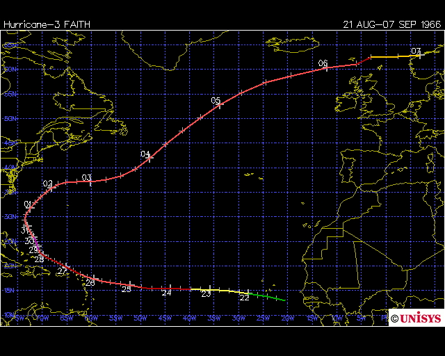 Hurricane Faith 1966 UK and Faeroe ISlands