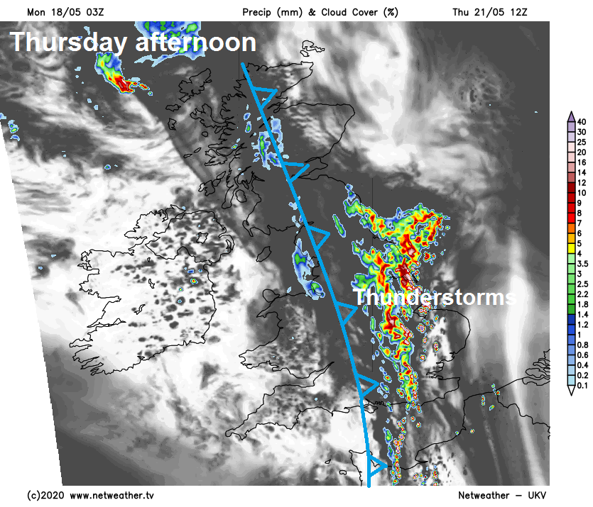 Thunderstorms possible on Thursday