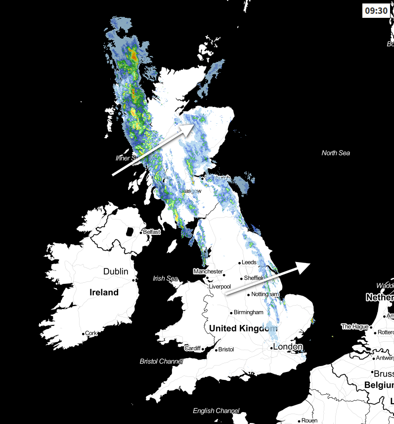 Two weather fronts moving west to east today