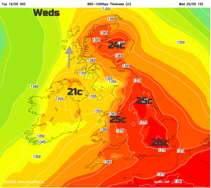 Wednesday 28C London
