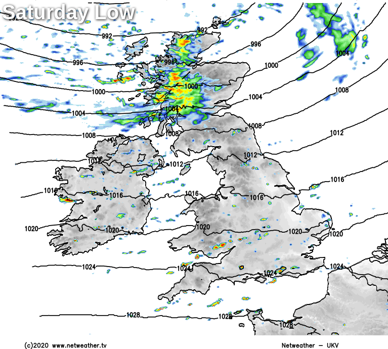 Saturday rain and high winds