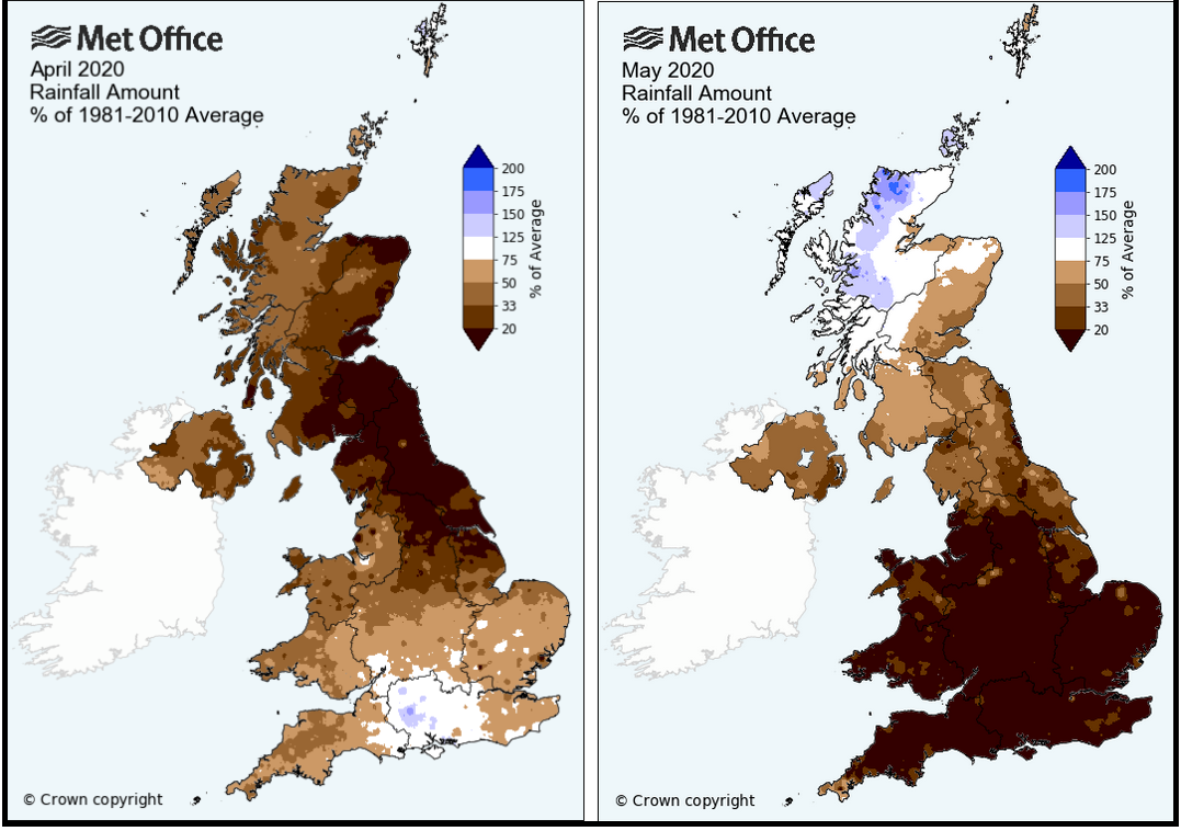 April and May UK rainfall average