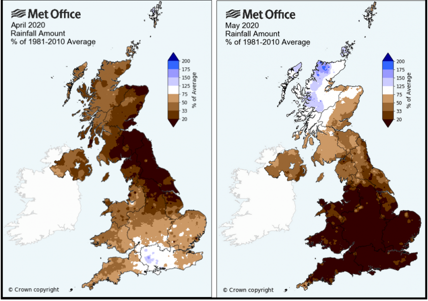 April and May UK rainfall average