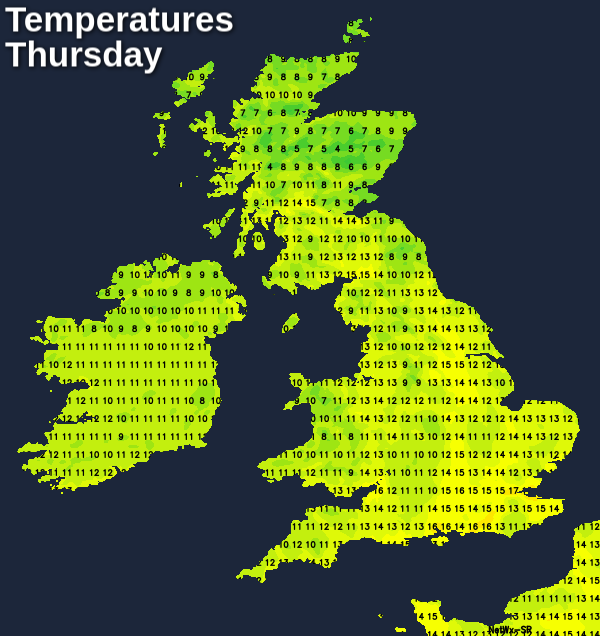 Cool temperatures on Thursday