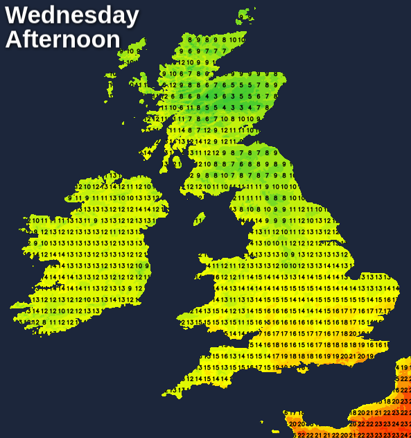 Much cooler everywhere on Wednesday