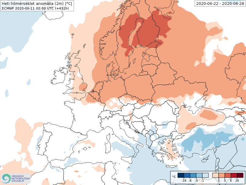 ECMWF weekly temperature anomalies late June