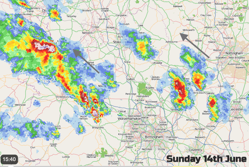 Ironbridge Telford flooding - radar image