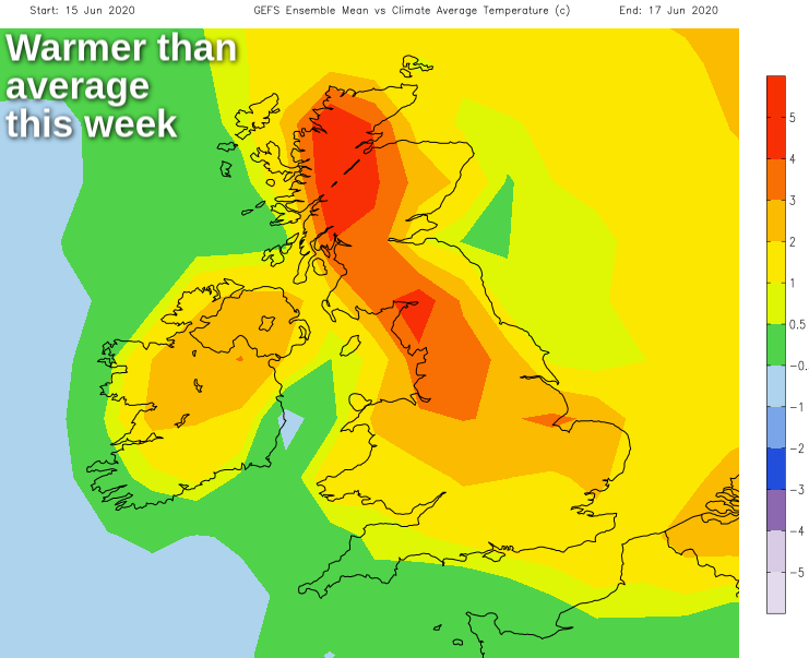 Warmer than average temperatures through the upcoming week