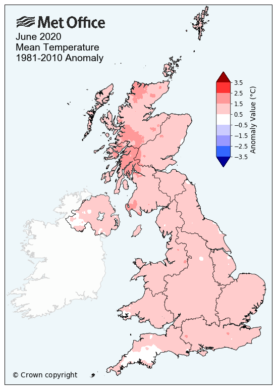 June UK 2020 temperatures
