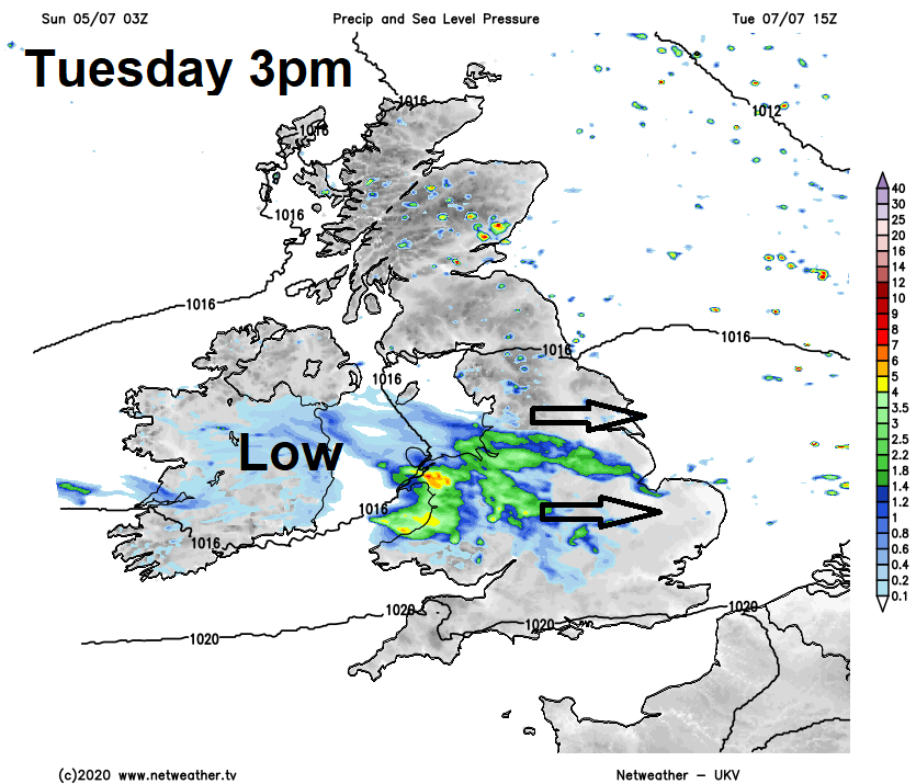 Low pressure on Tuesday