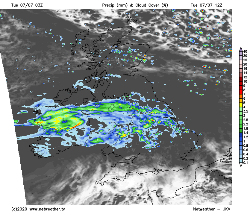 Rain in central areas today