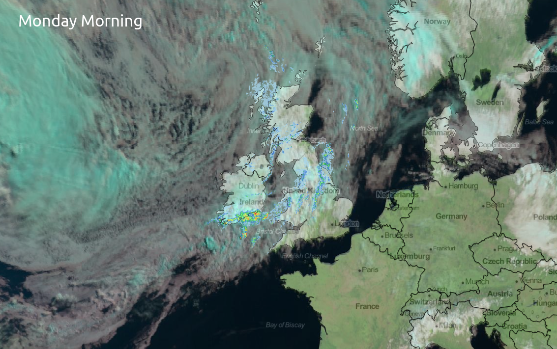 Satellite image on Monday morning