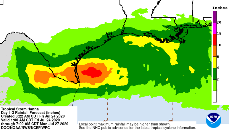 Tropical Storm Hanna rainfall