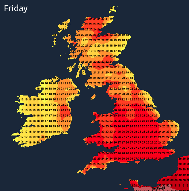 Very warm, if not hot temperatures on Friday