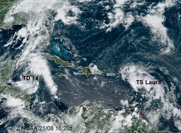 TS LAura and TD 14 atlantic hurricane