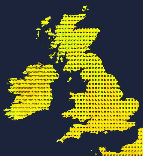 Temperatures on Bank Holiday Monday