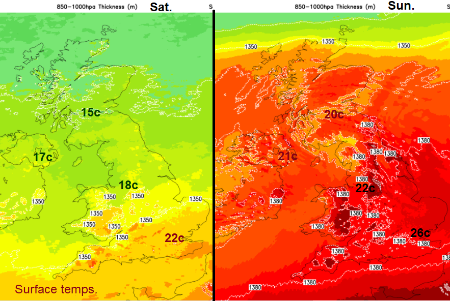 UK temperatures warmth heat