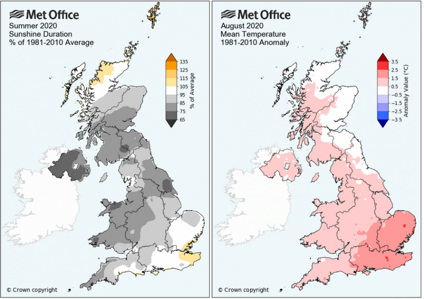 UK summer September warmth weather