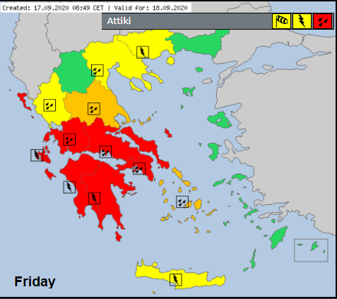 Meteo alarm Greece rain