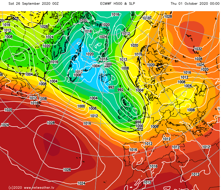 Low pressure over the UK mid next week