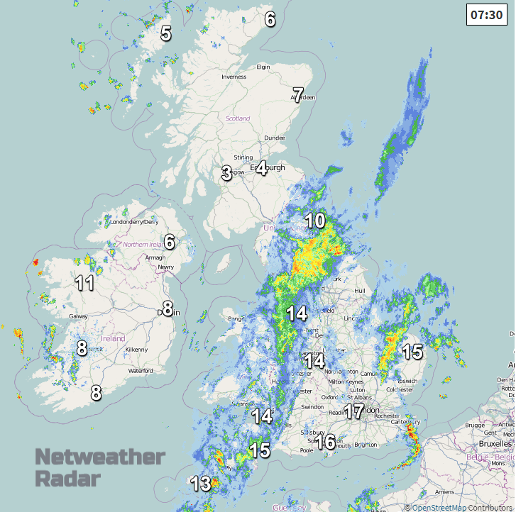 netweather radar and temperatures UK