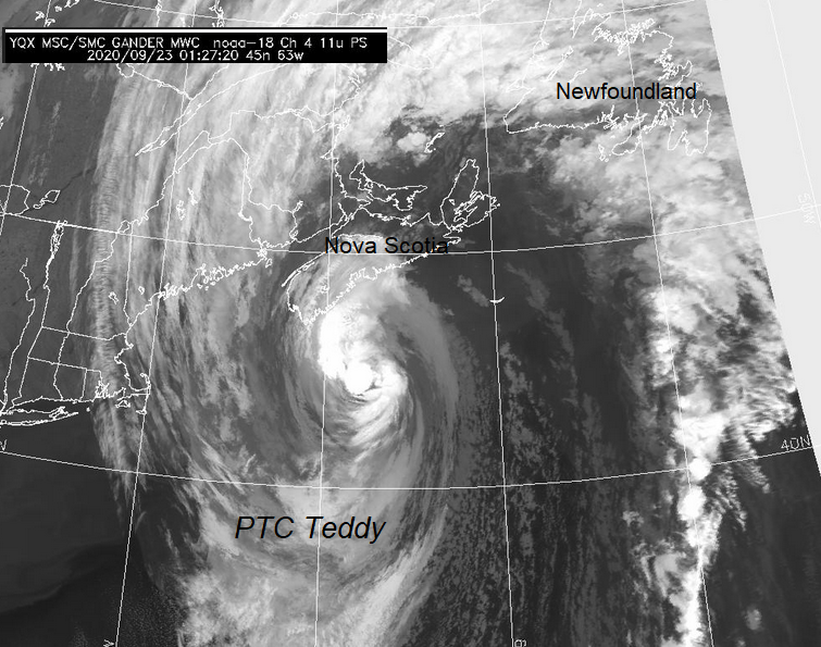 Hurricane post tropical cyclone Teddy Nova scotia