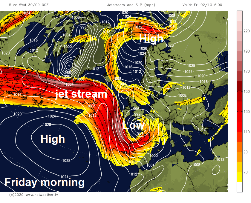 Jet stream on Friday morning