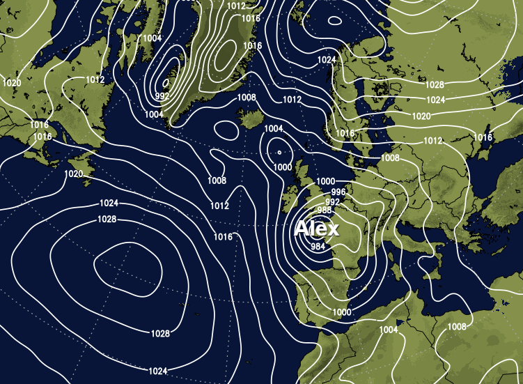 Storm Alex named by Meteo France but with heavy rain and gales for the UK