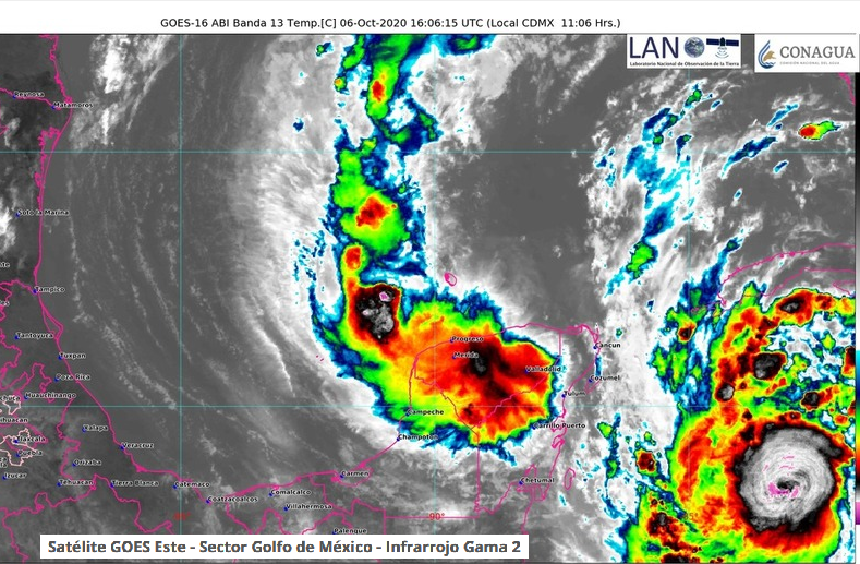 Yucatan Gamma and Hurricane DElta satellite