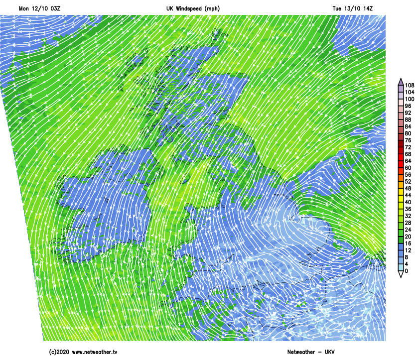 Cold northeast winds on Tuesday